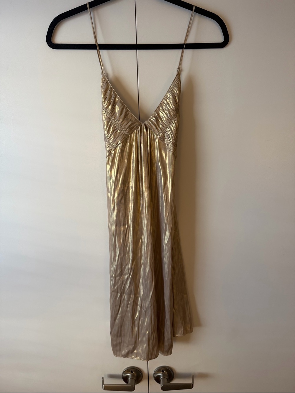 NWT - Metallic Champagne Slip Dress with Delicate Straps - Picture 7 of 11